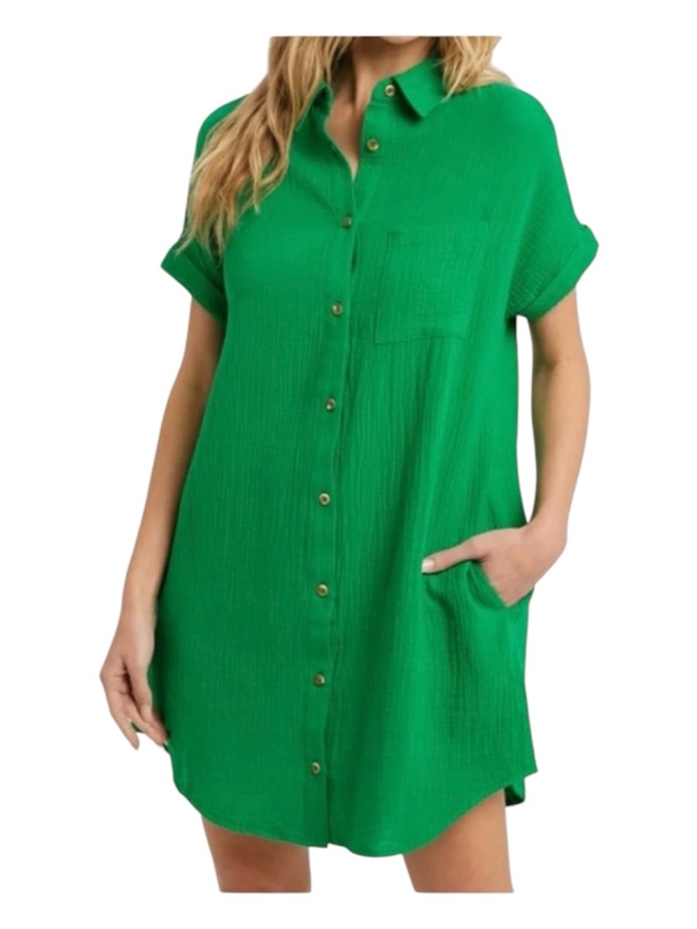 ✨Host Pick✨Emilie Classic Shirtdress in Kelly Green in size medium